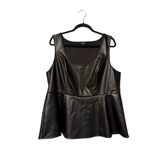 Torrid Faux Leather Peplum Top Size 2X Black Vegan - Picture 1 of 6